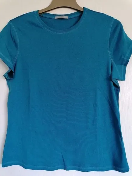 M&S Womens T Shirt Size 20 Teal Blue Short Sleeves New 100% Cotton - Picture 4 of 6